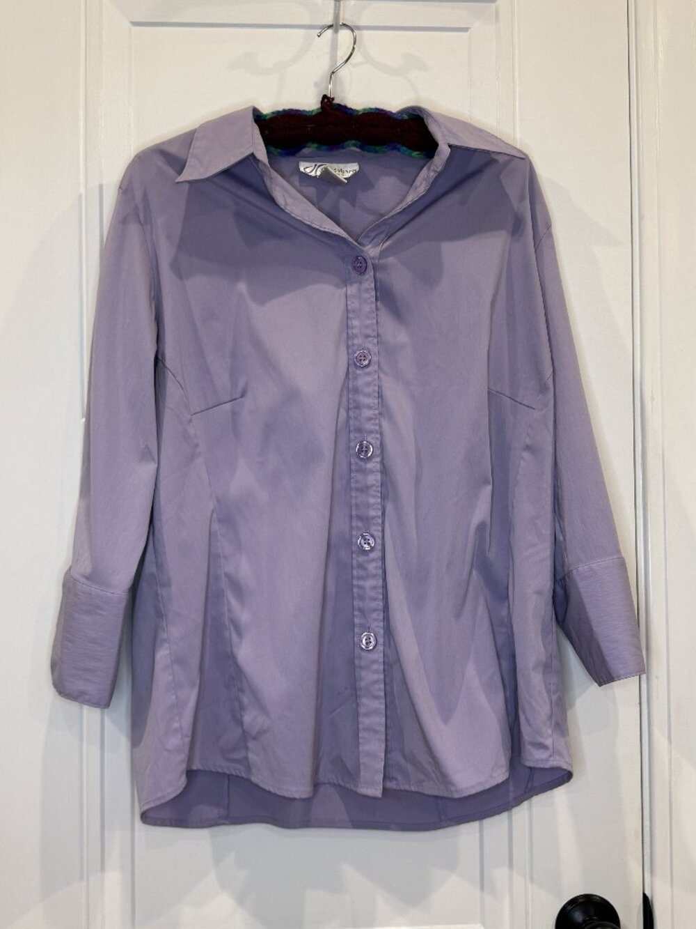Dressbarn Lavender Button Down Shirt 14/16W EUC Workwear 3/4 Length Sleeves